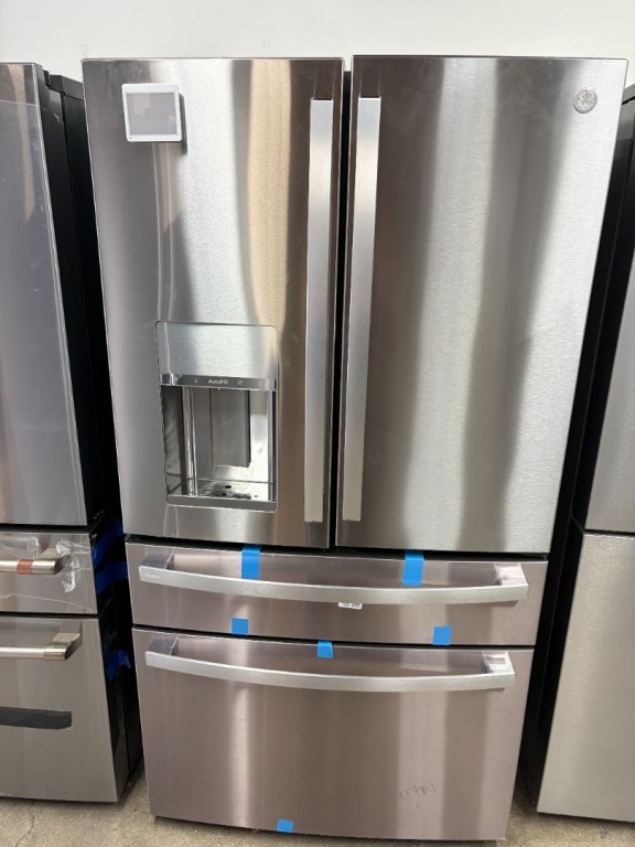 GE Profile 27.9 Cu. Ft. Smart Fingerprint Resistant 4-Door French-Door Refrigerator with Door In Door Fingerprint Resistant Stainless PVD28BYNFS