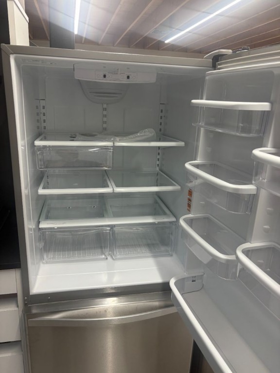 Whirlpool 33-inches wide Bottom-Freezer Refrigerator with SpillGuard™ Glass Shelves - 22 cu. ft Stainless Steel WRB322DMBM