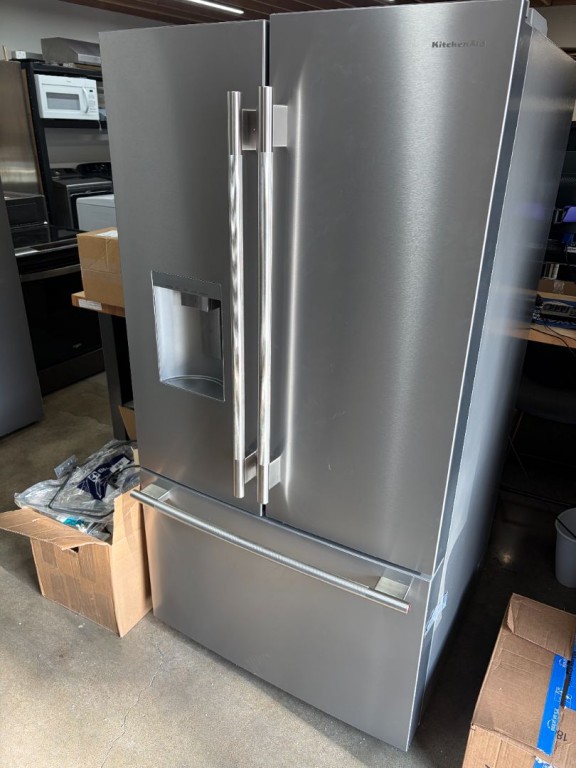 KitchenAid 30 Cu. Ft. French Door Refrigerator With Exterior Water And Ice PrintShield Stainless KRFF436SPS