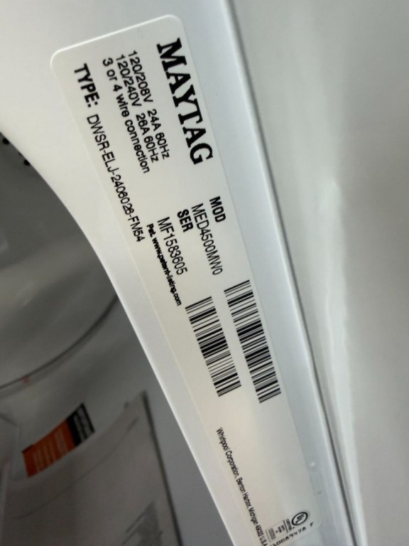 Maytag Top Load Electric Wrinkle Prevent Dryer - 7.0 cu. ft. White MED4500MW