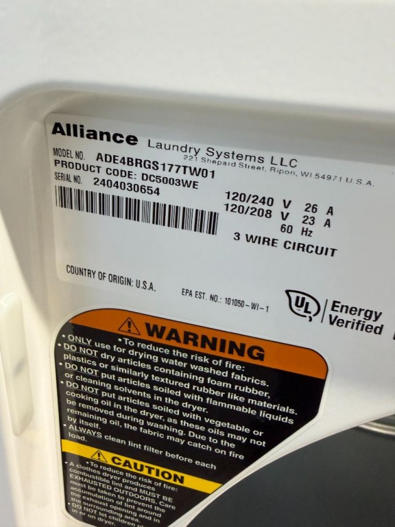 Speed Queen DC5 Sanitizing Electric Dryer with Extended Tumble White DC5003WE