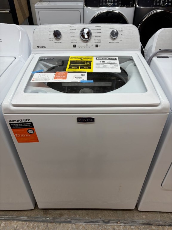 Maytag 4.7 Cu. Ft. Top Load Agitator Washer with Extra Power Cycle White MTW5205TW