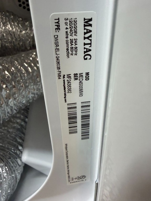 Maytag Top Load Electric Wrinkle Prevent Dryer - 7.0 cu. ft. White MED4500MW