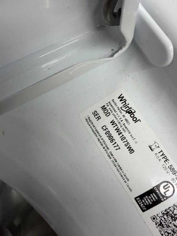 Whirlpool 4.2 - 4.3 Cu. Ft. Whirlpool® Top Load Washer with 2-in-1 Removable Agitator White WTW4107SW, product image 1 of 38