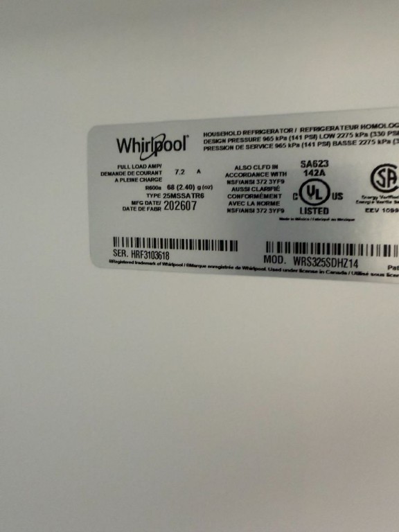 Whirlpool 36-inch Wide Side-by-Side Refrigerator - 25 cu. ft. Fingerprint-Resistant Stainless Finish WRS325SDHZ, product image 2 of 27