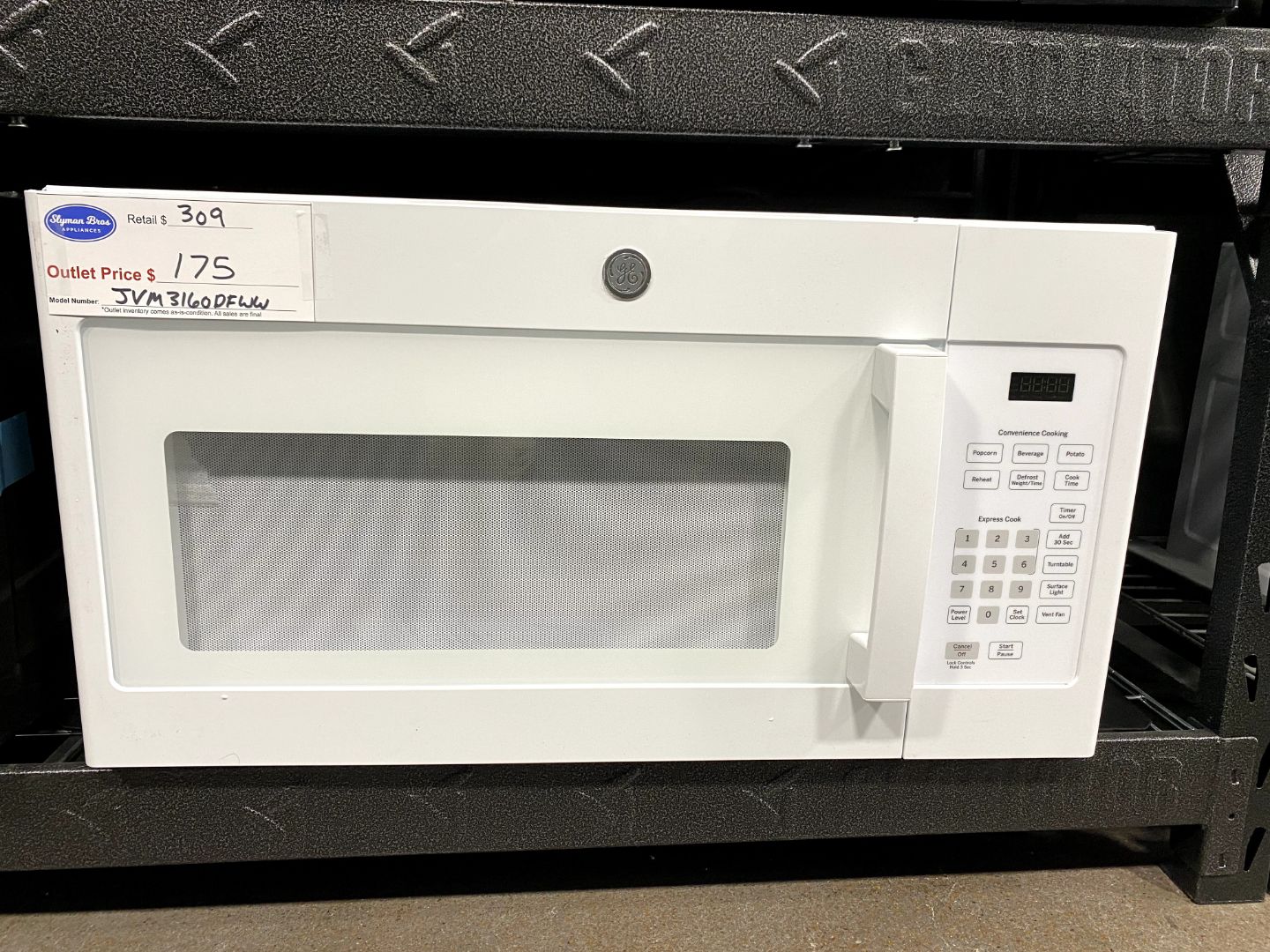 GE 1.6 Cu. Ft. Over-the-Range Microwave Oven White JVM3160DFWW
