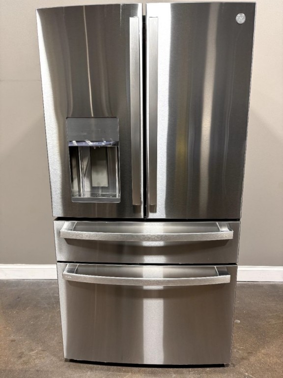GE Profile 27.9 Cu. Ft. Smart Fingerprint Resistant 4-Door French-Door Refrigerator with Door In Door Stainless Steel PVD28BYNFS