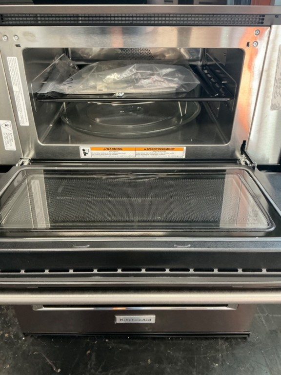 KitchenAid 30" Combination Microwave Wall Ovens with Air Fry Mode. Black Stainless Steel with PrintShield™ Finish KOEC530PBS