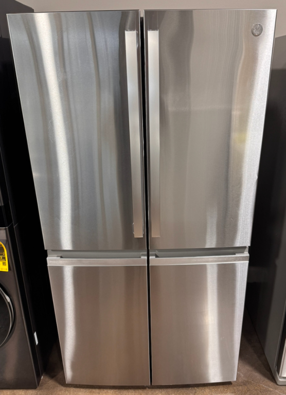 GE Profile 28.4 Cu. Ft. Quad-Door Refrigerator with Dual-Dispense AutoFill Pitcher and Door in Door Fingerprint Resistant Stainless Steel PAD28BYTFS