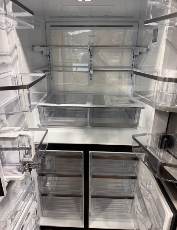 GE Profile 28.4 Cu. Ft. Quad-Door Refrigerator with Dual-Dispense AutoFill Pitcher and Door in Door Fingerprint Resistant Stainless Steel PAD28BYTFS