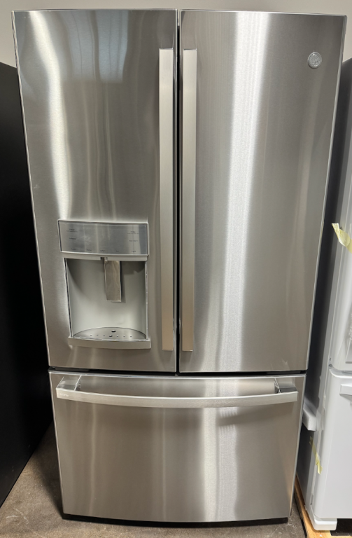 GE Profile 22.1 Cu. Ft. Counter-Depth Fingerprint Resistant French-Door Refrigerator with Hands-Free AutoFill Fingerprint Resistant Stainless Steel PYE22KYNFS