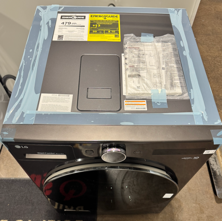 LG Ventless Washer/dryer Combo Washcombo™ All-in-one 5.0 Cu. Ft. Mega Capacity With Inverter Heatpump™ Technology And Direct Drive Motor Black Steel WM6998HBA