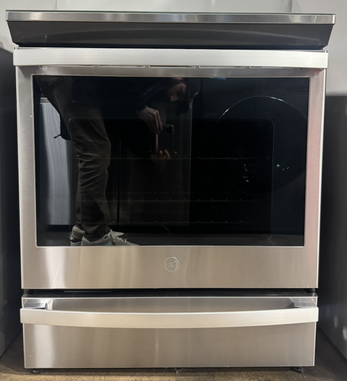 GE Profile 30" Smart Slide-In Electric Convection Fingerprint Resistant Range with No Preheat Air Fry Fingerprint Resistant Stainless PSS93YPFS