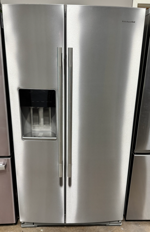 KitchenAid 20.8 Cu. Ft. Counter-depth Side-by-side Refrigerator With Exterior Ice And Water Dispenser In Printshield® Finish Fingerprint Resistant Stainless Steel KRSC536RPS