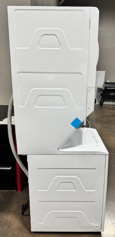GE Unitized Spacemaker 3.8 cu. ft. Capacity Washer with Stainless Steel Basket and 5.9 cu. ft. Capacity Electric Dryer White on White GUD27ESSMWW