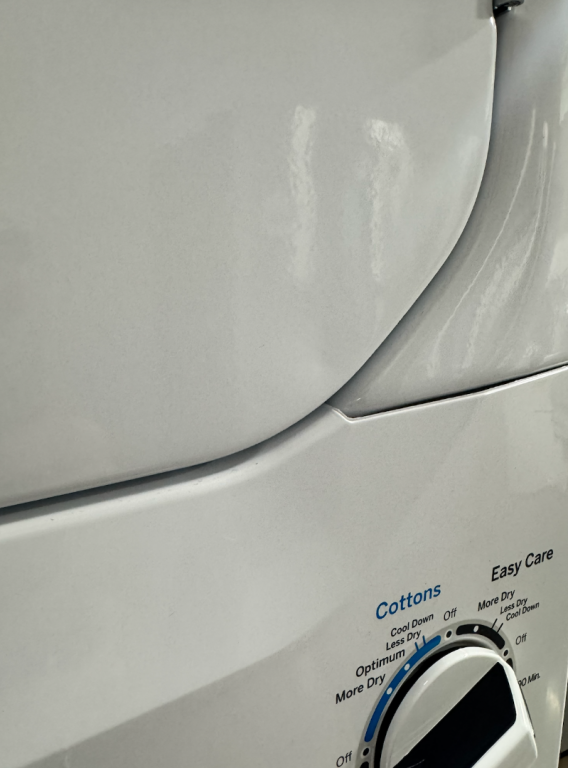 GE Unitized Spacemaker 3.8 cu. ft. Capacity Washer with Stainless Steel Basket and 5.9 cu. ft. Capacity Electric Dryer White on White GUD27ESSMWW