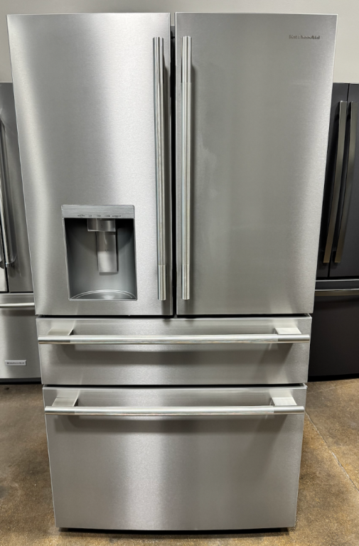 KitchenAid 29 Cu. Ft. French Door Refrigerator With Exterior Water And Ice And Freshchill™ Full-width Refrigerated Drawer PrintShield Stainless KRMF436SPS