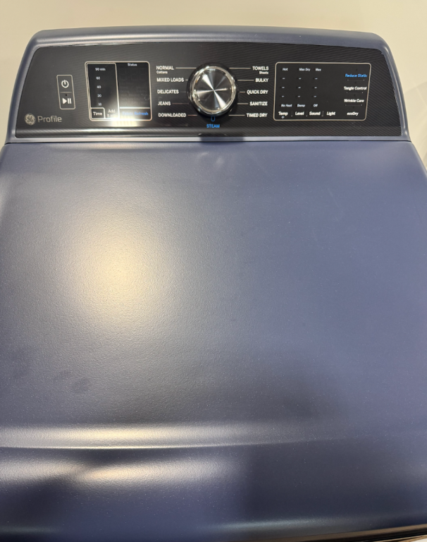 GE Profile 7.3 cu. ft. Capacity Smart Electric Dryer with Fabric Refresh Sapphire Blue PTD90EBPTRS, product image 3 of 5