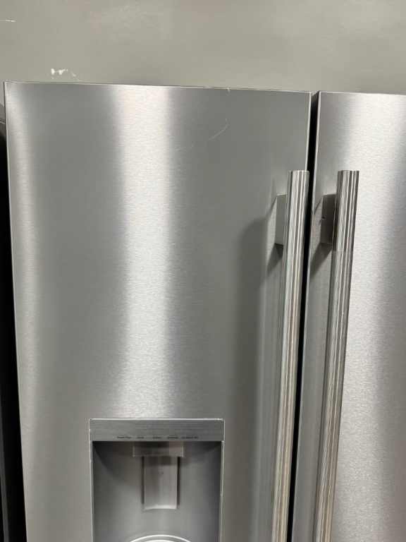 KitchenAid 30 Cu. Ft. 36-inch French Door Refrigerator With Exterior Water And Ice Dispenser And Wood-look Sliding Tray In Printshield® Finish PrintShield Stainless KRFF436SPS, product image 2 of 7