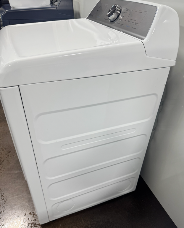 GE Profile 7.4 cu. ft. Capacity aluminized alloy drum Electric Dryer with Sanitize Cycle and Sensor Dry White on White with Silver Backsplash PTD60EBSRWS, product image 4 of 4